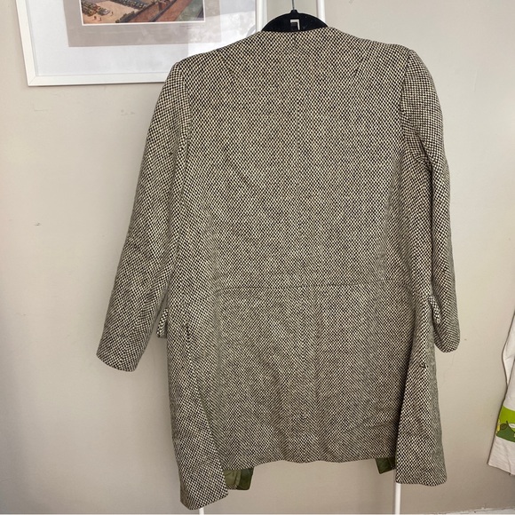 Vintage Green Wool Coat with Leather Details - Picture 3 of 7